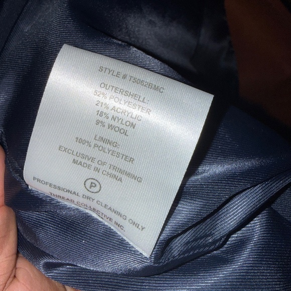 Brand new! Badgley Mischka Terry color blocking Cognac/Navy long coat. Size-M. - Picture 16 of 16